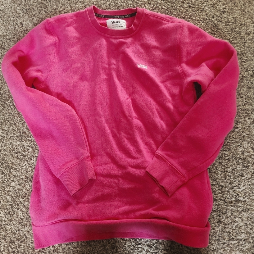 VANS Comfy Cush Sweats Crewneck Sweatshirt Hot Pink Size Small